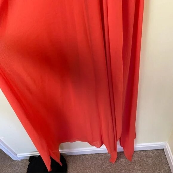 Alice + Olivia Jaelyn Orange Halter Dress w/ Braided Neckline SZ XS - Picture 4 of 9